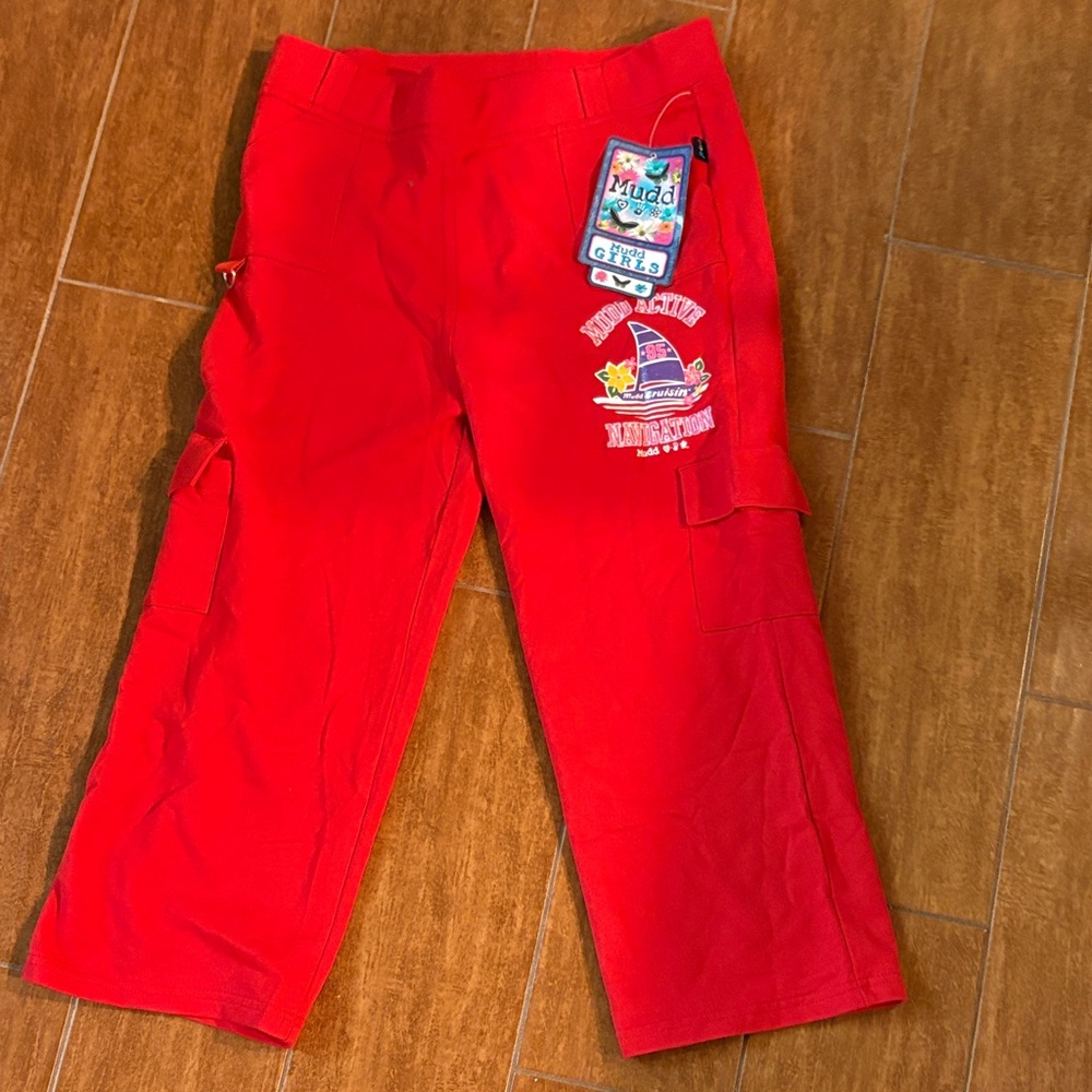 Mudd Bright Red Cargo Pants with Nautical Patch